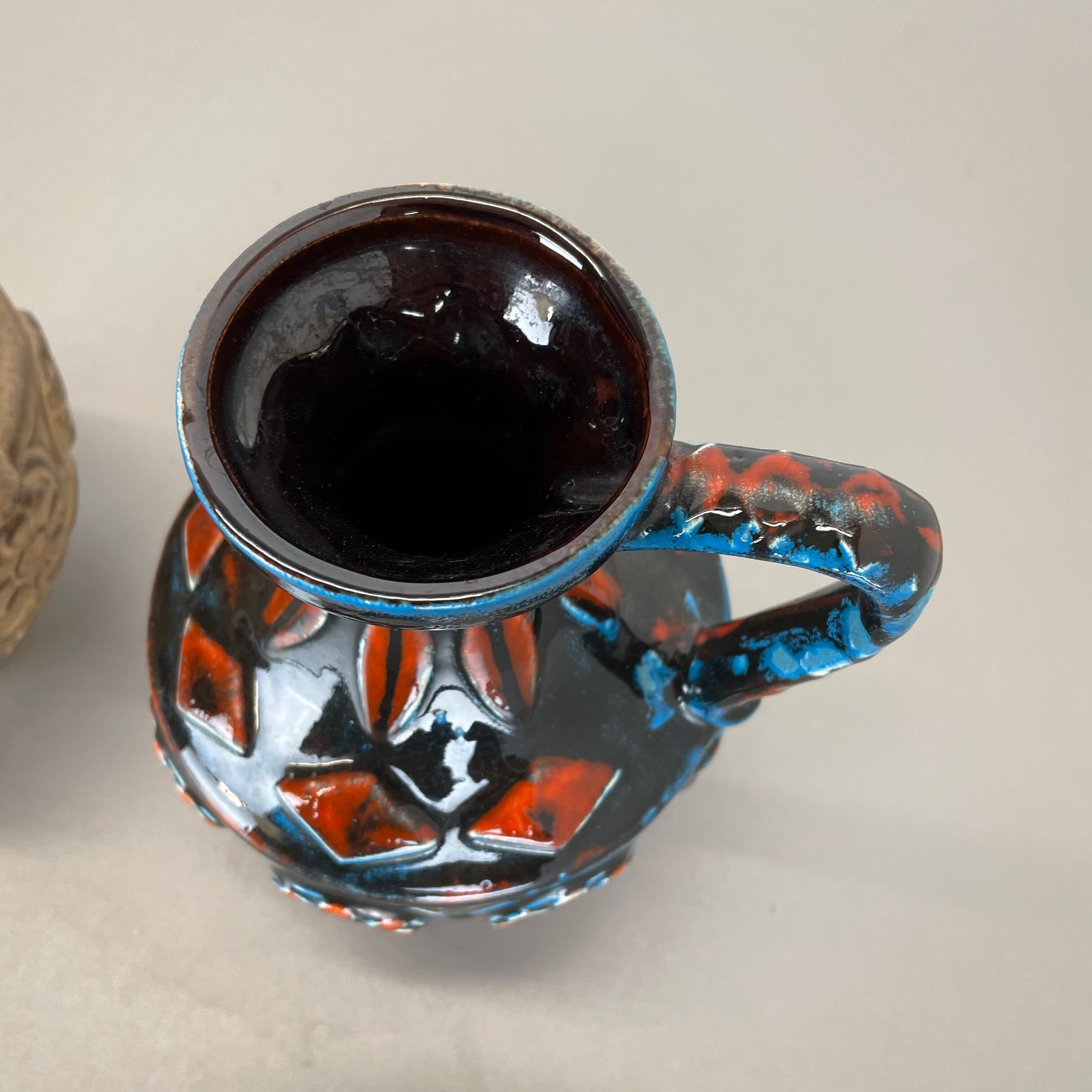 Set of 2 Multi-Color Fat Lava Op Art Pottery Vase by Bay Ceramics Germany, 1960s