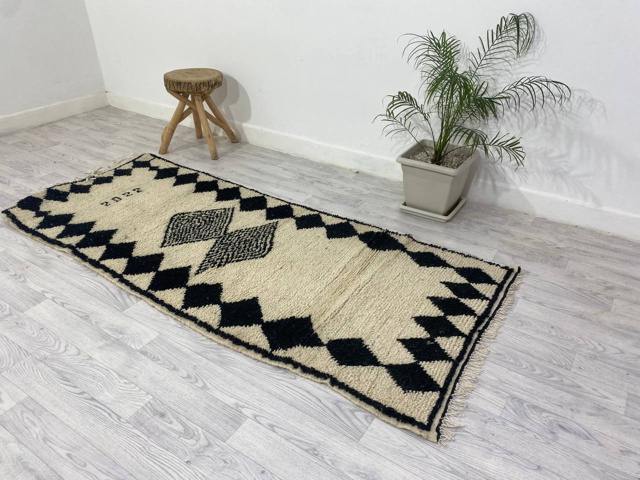 Handmade Moroccan Berber carpet 231 X 95 CM
