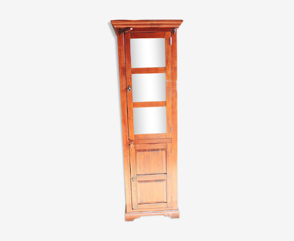 Ancien meuble colonne – vitrine en bois