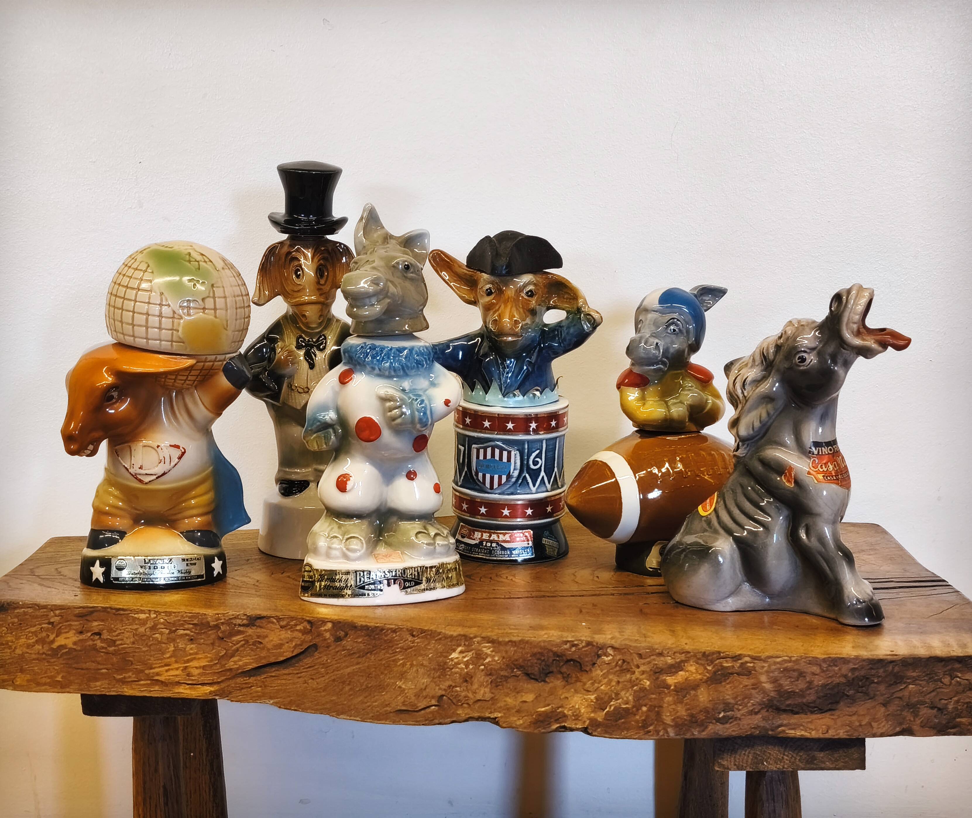 Ceramic carafe "clown donkey" by Jim Beam, USA, 1960s