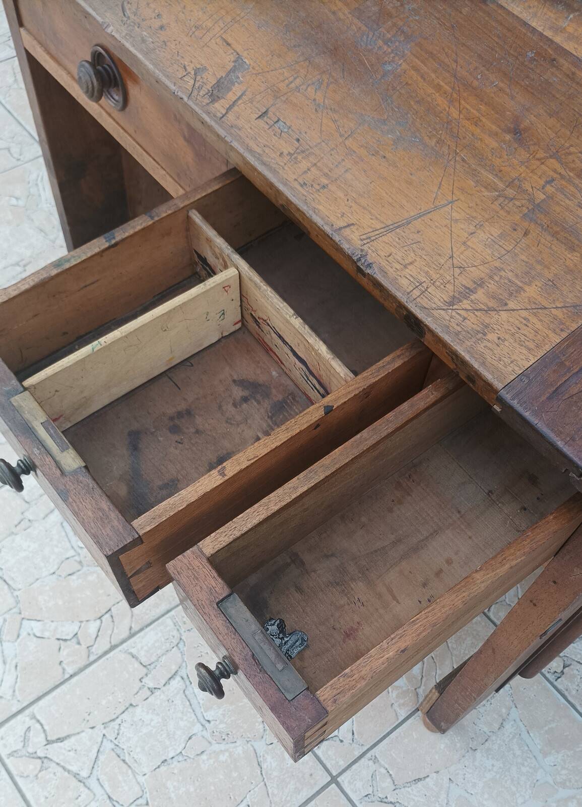 19th-century walnut writing desk.
