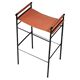 Lote de 4 Taburetes de Bar Contemporáneos Piel Tabaco Natural y Metal Caucho Negro