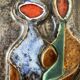 Cubist wall sculpture in glazed terracotta. Germany, 1950s.