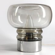 Pair of vintage 70s lamps in smoked glass – retro design lighting