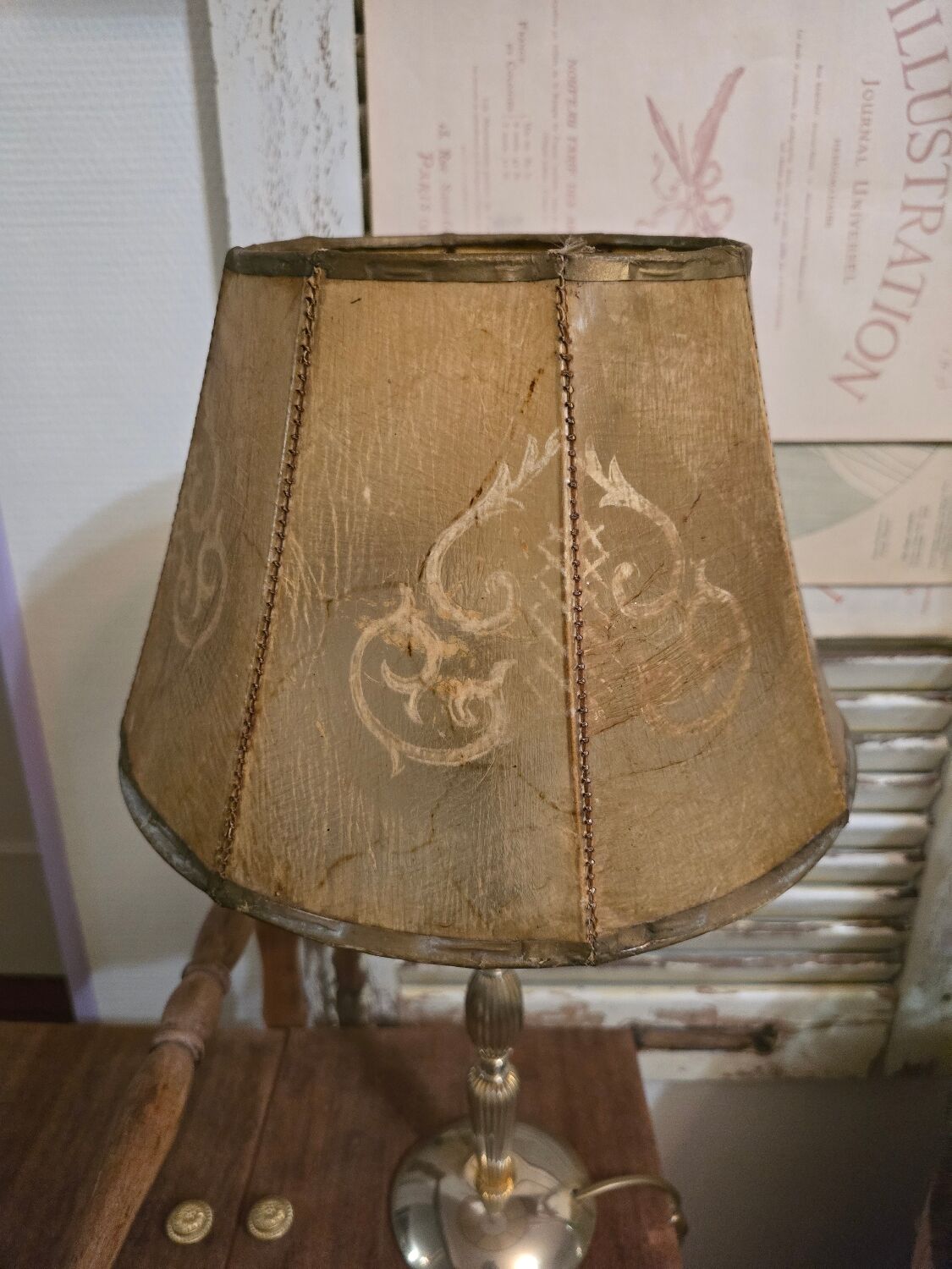 Antique lampshade in leather
