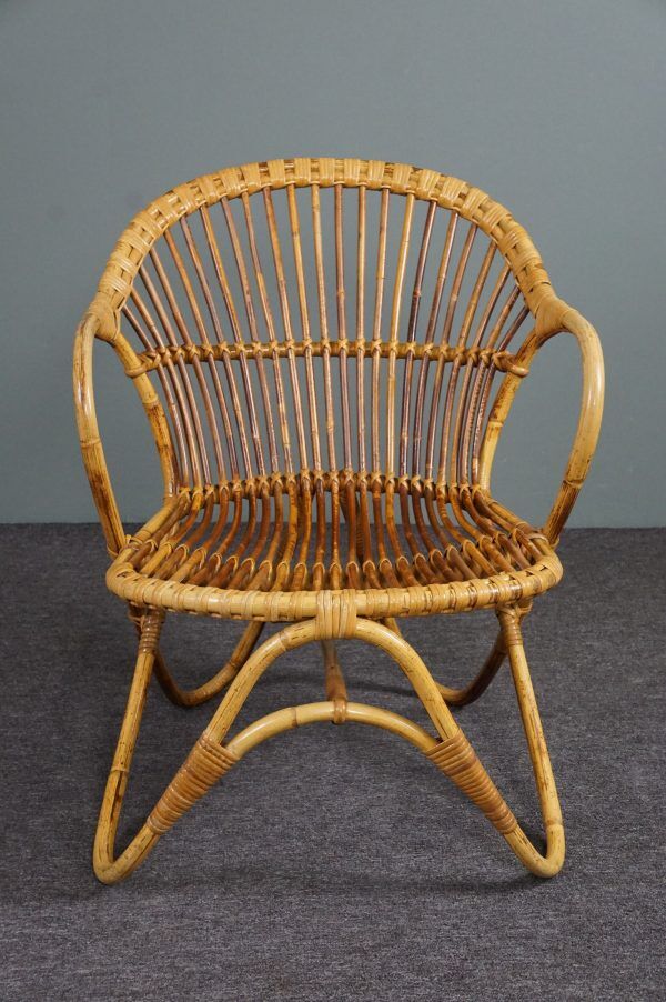 Fauteuil en rotin Design Hollandais, 1950