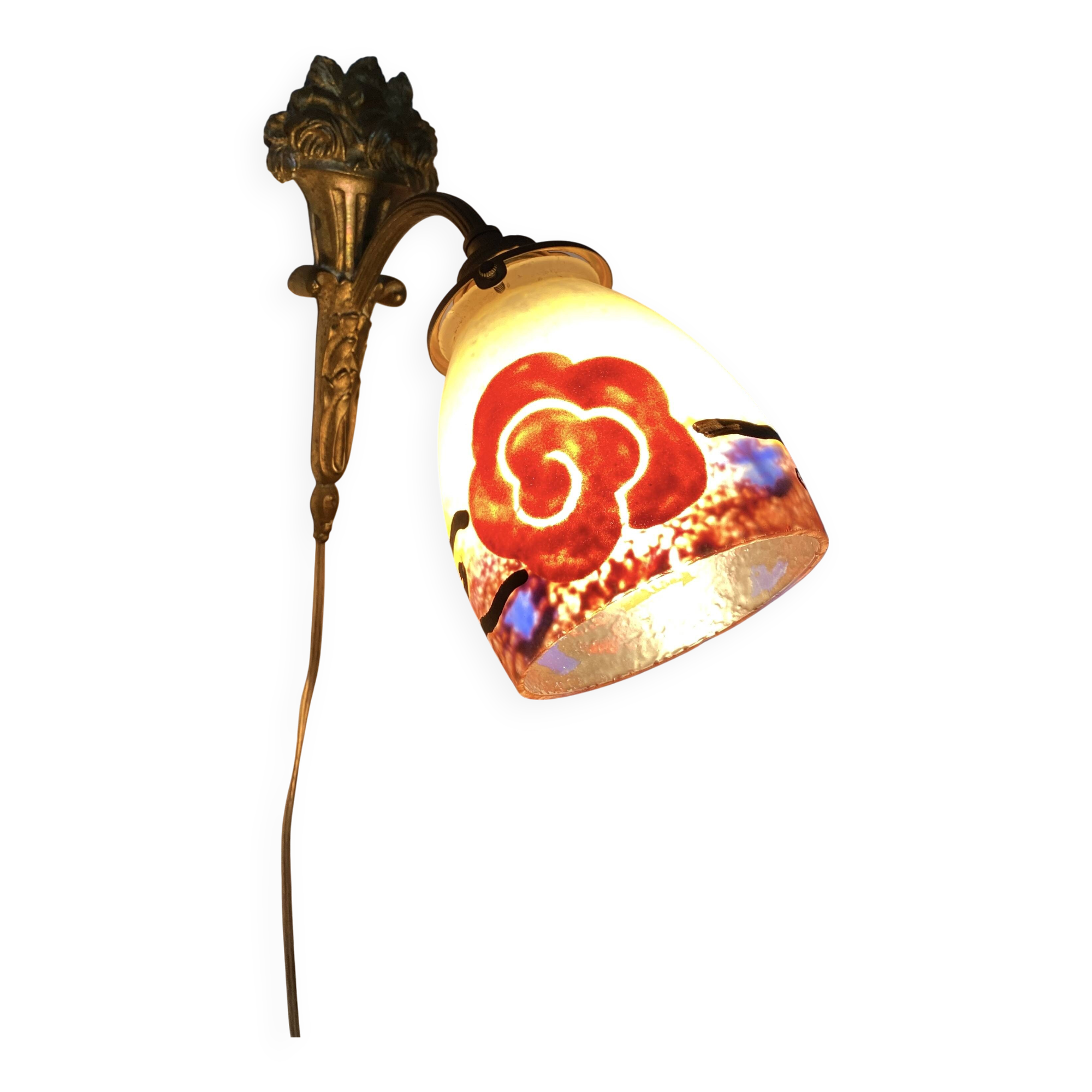 Antique bronze and glass paste wall light