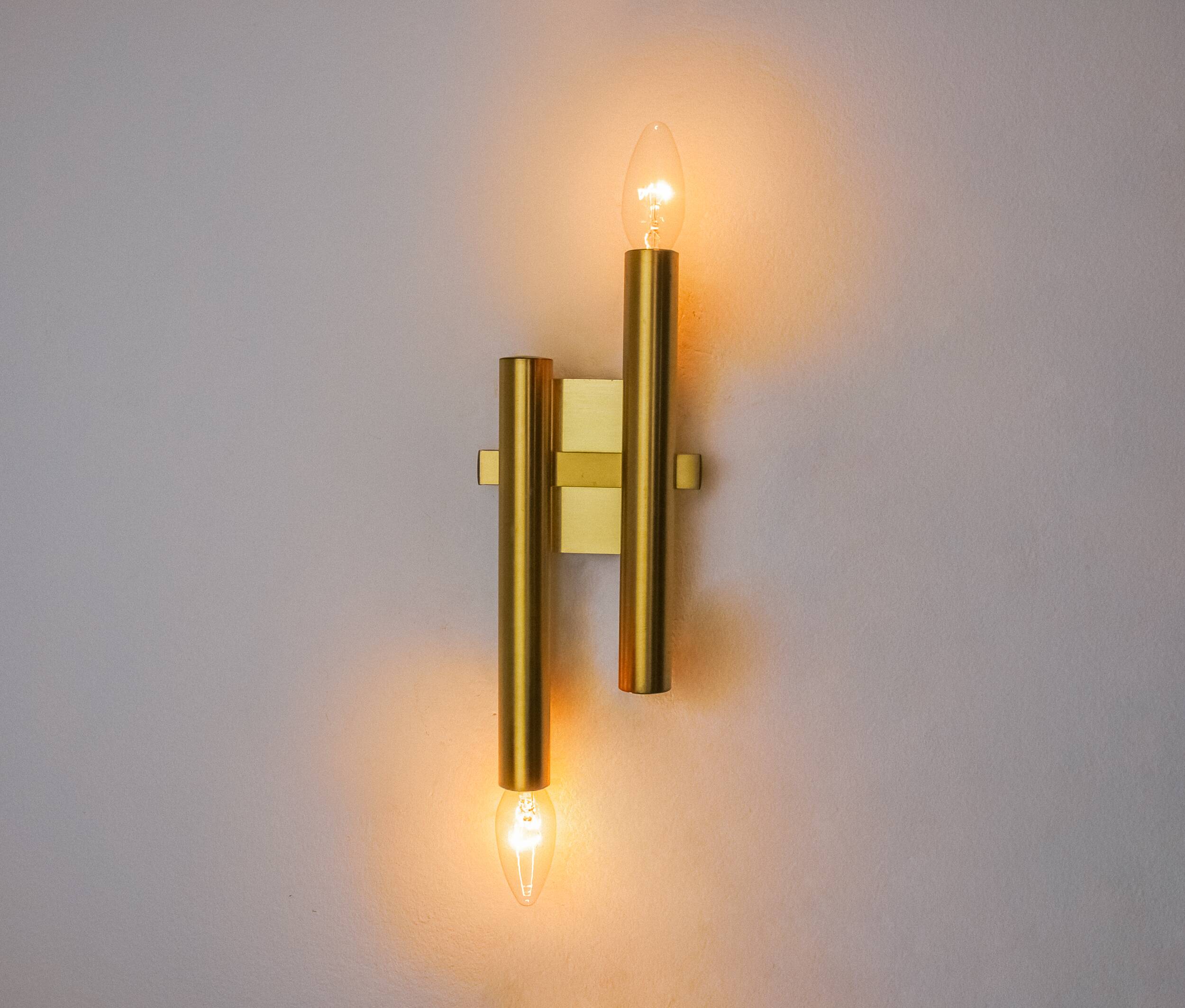 Tubular wall lamp by Maison Sciolari, 2 lights, Italy, 1970