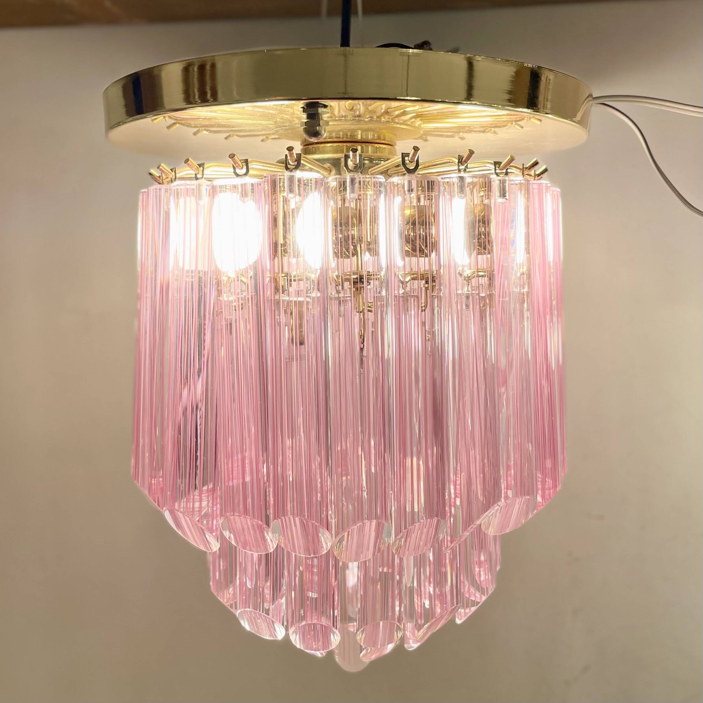 Lampe de plafond striée Murano, années 1980