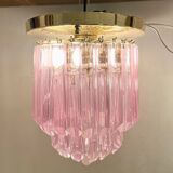 Lampe de plafond striée Murano, années 1980