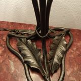 Lampe à poser Art Déco, pied fer forgé et tulipe en pate de verre