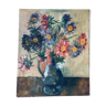 Huile sur toile ancienne bouquet de fleurs