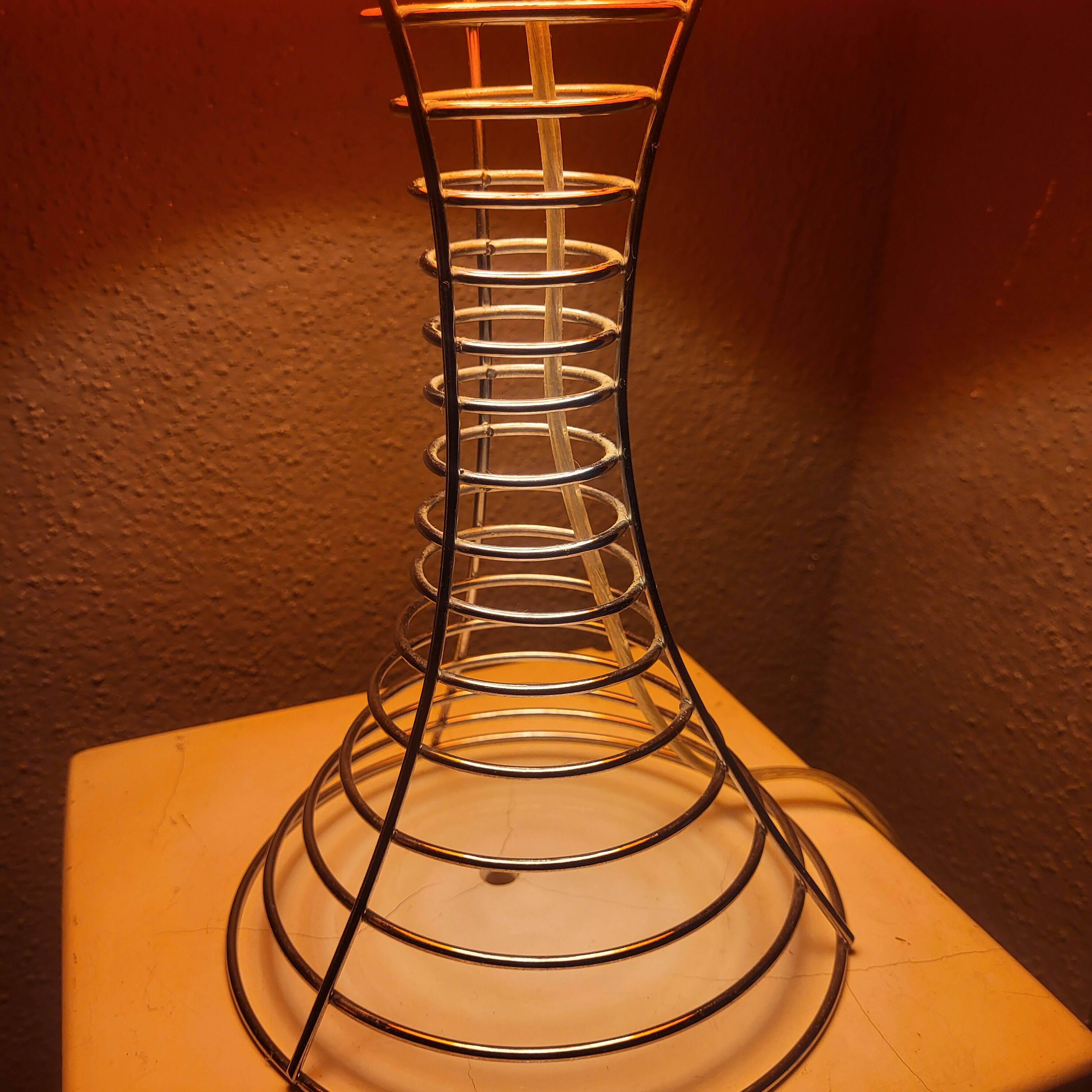 Lampe champignon orange et chrome,style Verner Panton,1970,80