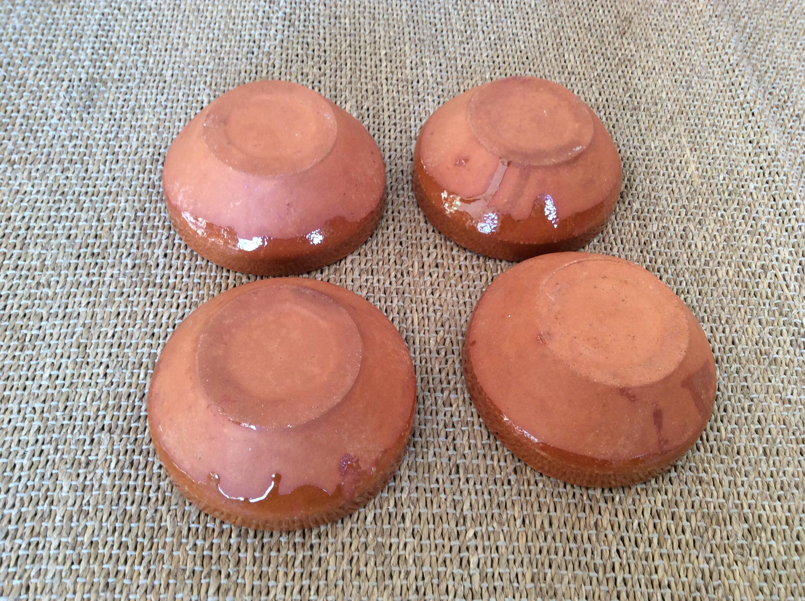 4 glazed terracotta bowls