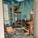 Huile sur toile intérieur d'atelier signée