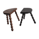 Pair of vintage tripod stools with turned wooden feet