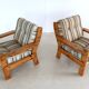Fauteuils vintage brutaliste en pin, années 60