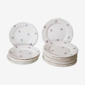 Set de 20 assiettes en faïence de Digoin Sarreguemines