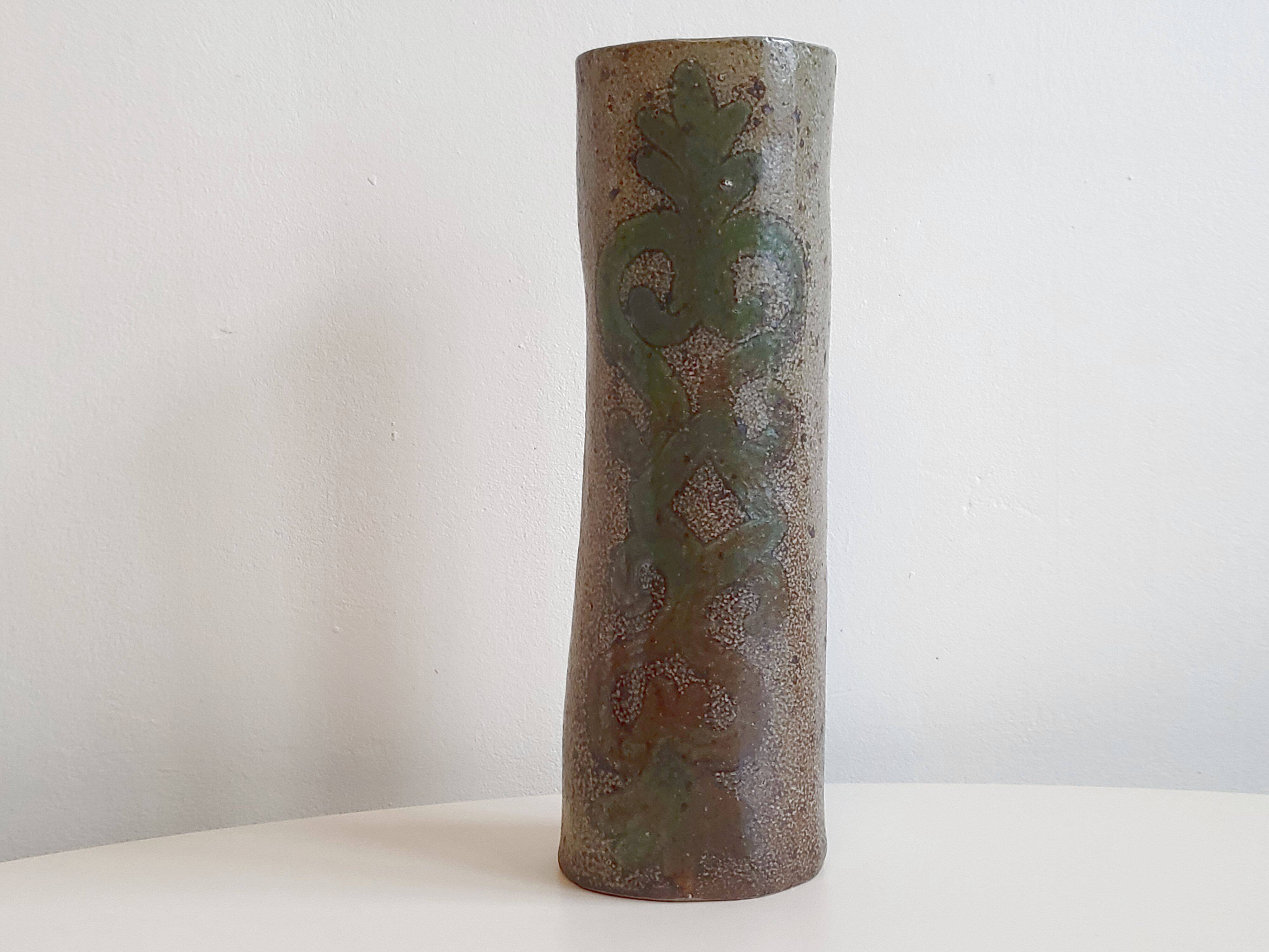 Vintage stoneware vase by Jean-Claude Monange