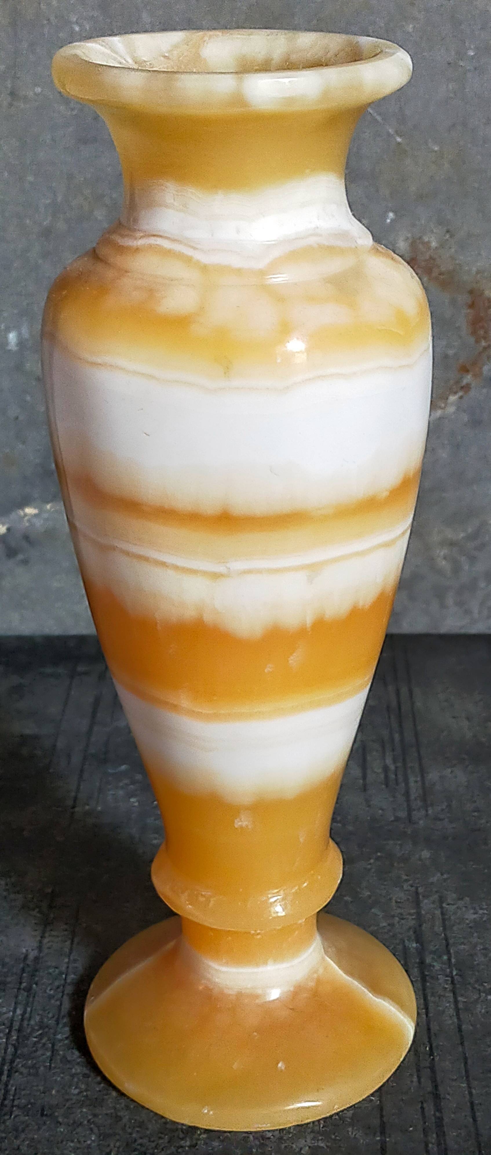 Baluster vase in real vintage honey onyx stone 25 cm