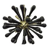 Italian Glass Sputnik Gold With Black Drops Chandelier