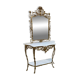 Console and mirror set in brass, Louis XV Rococo style.
