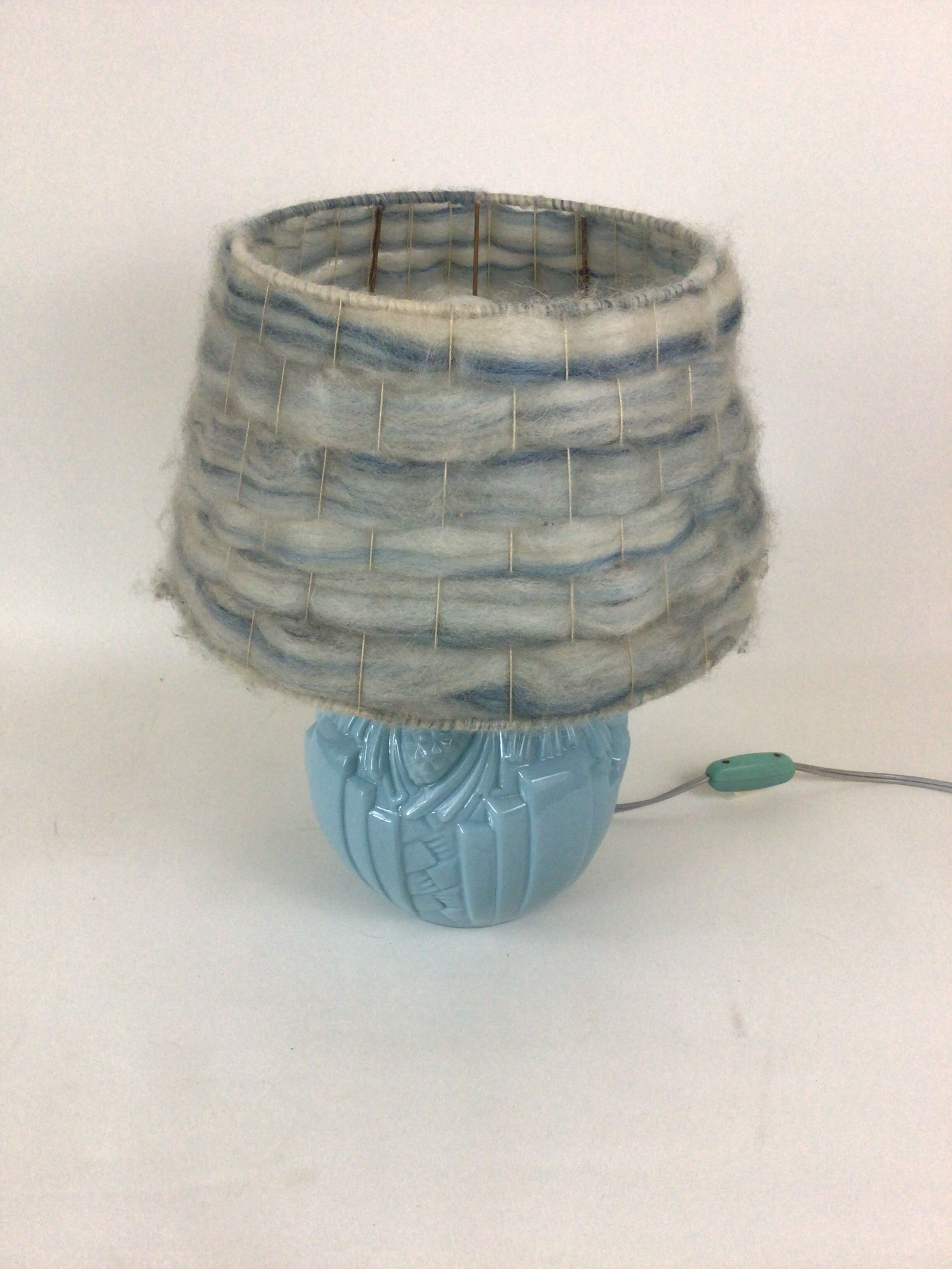 Art Deco blue opaline lamp