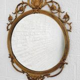 Miroir Médaillon Rond en Laiton, 1950s