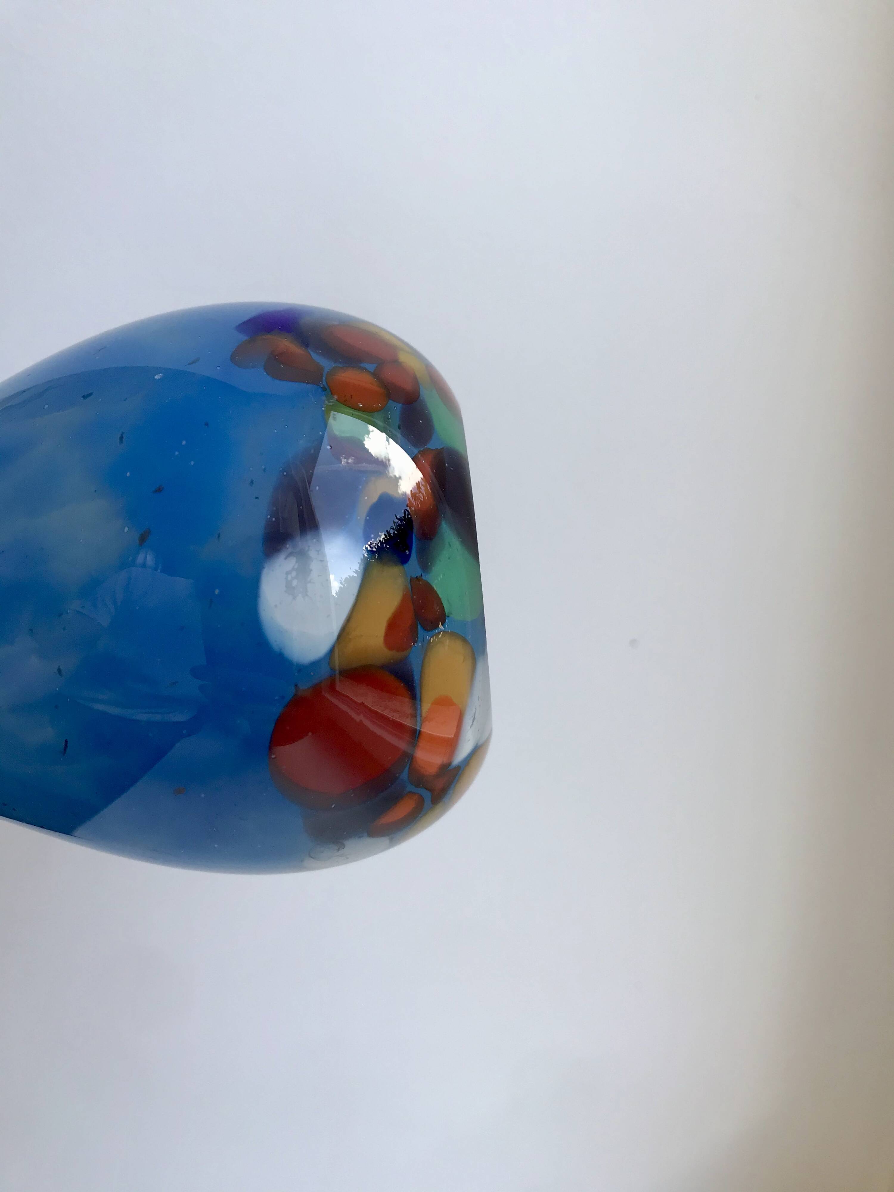 Colorful blue Murano blown glass vase 60s-70s