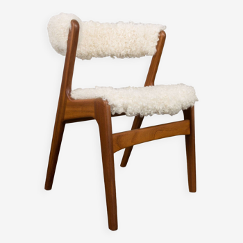 Kai Kristiansen fire chair in sheepskin, Denmark 1960s