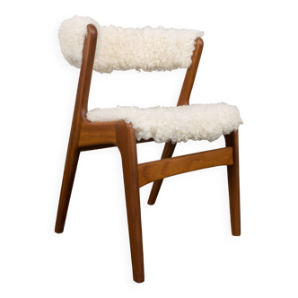 Kai Kristiansen fire chair in sheepskin, Denmark 1960s