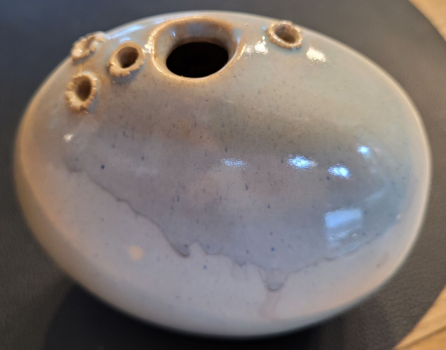 Celadon ceramic soliflore vase signed