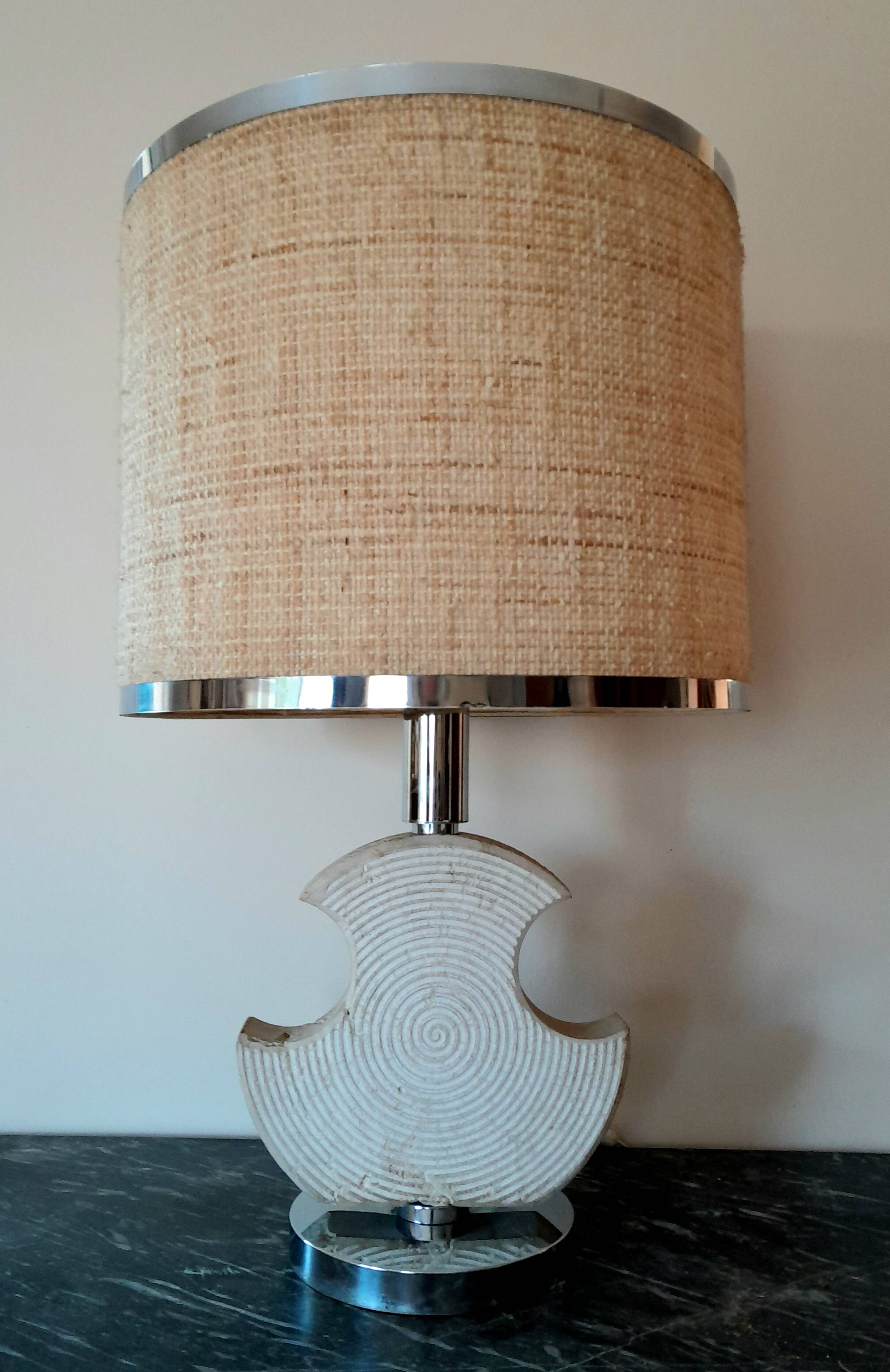 Brutalist lamp in Gard stone and chrome, 1970s