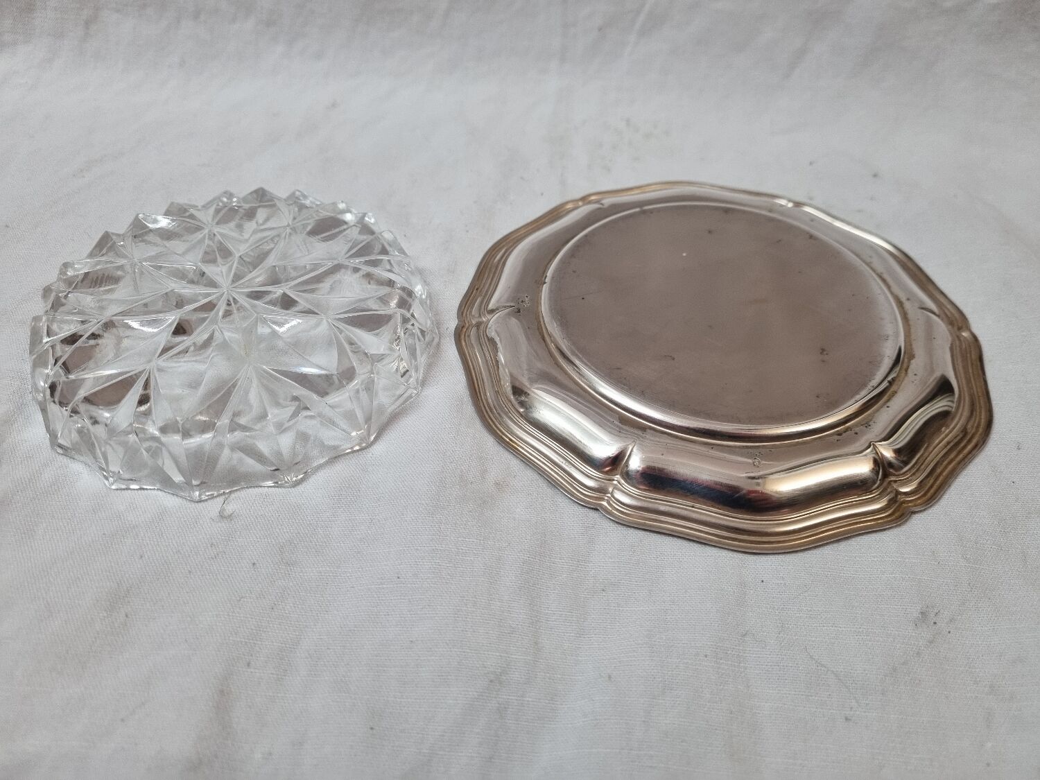 Silver metal butter dish, 1980