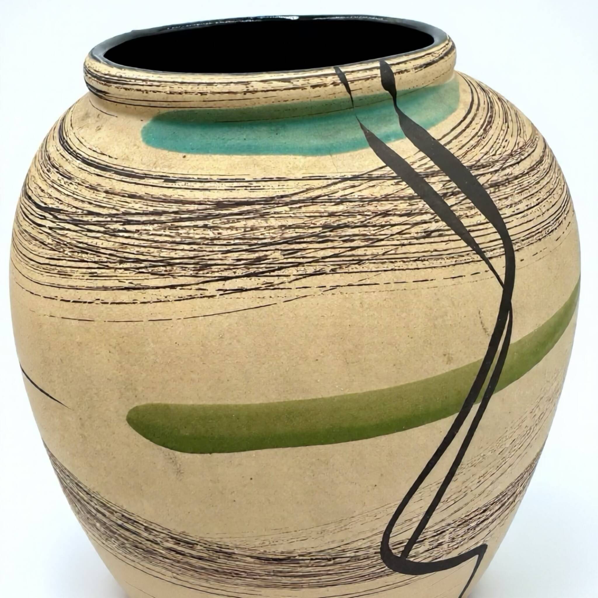 Matte ceramic vase with abstract pattern, West Germany, 1950s