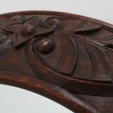 Grand miroir mural rustique en chêne avec sculptures florales, France années 1900