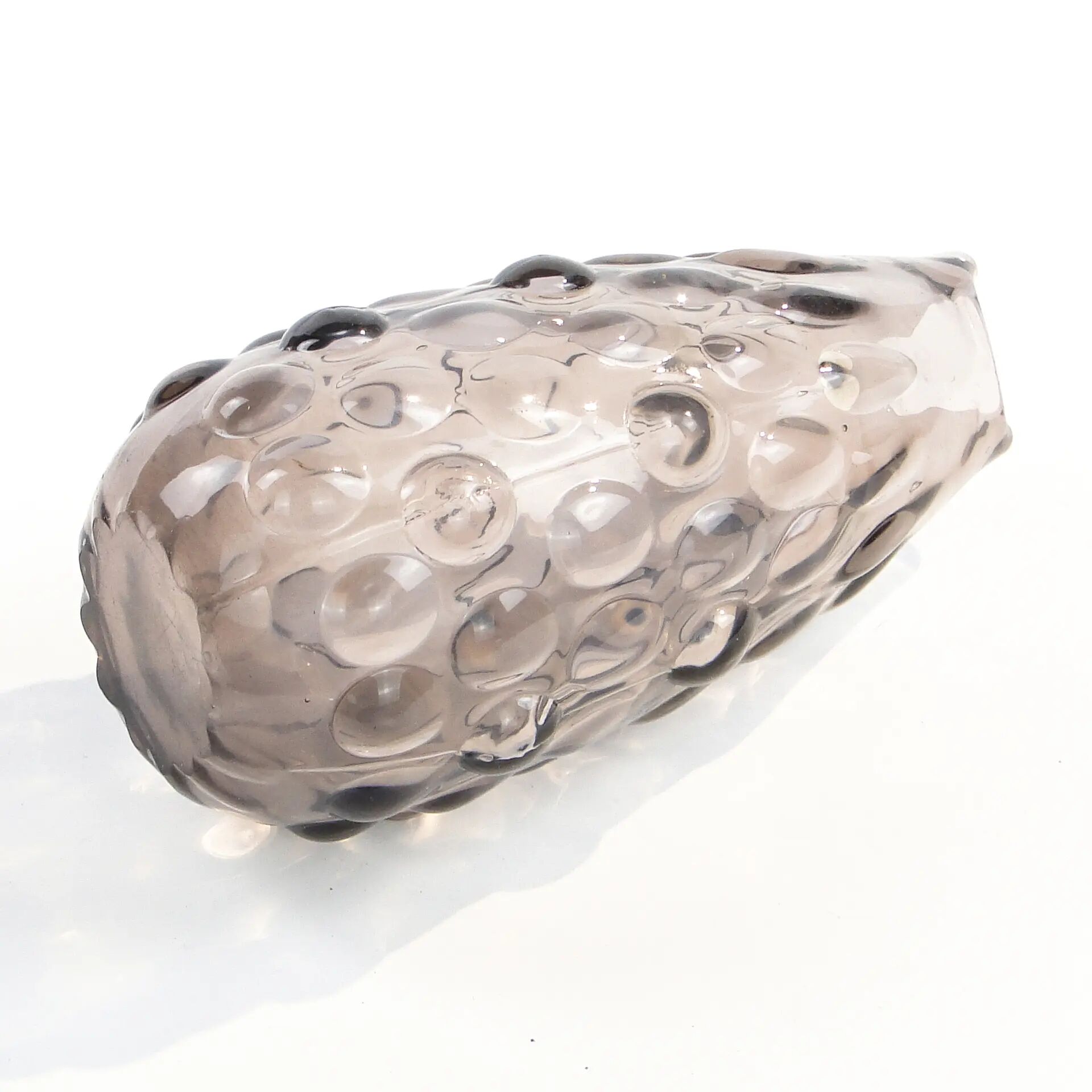 Fasolka vase, grey glass, designed by J. S. Drost, Ząbkowice, Poland, 1970s