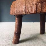 Handcrafted Teak Tree Trunk Tripod Coffee Table, 1960s