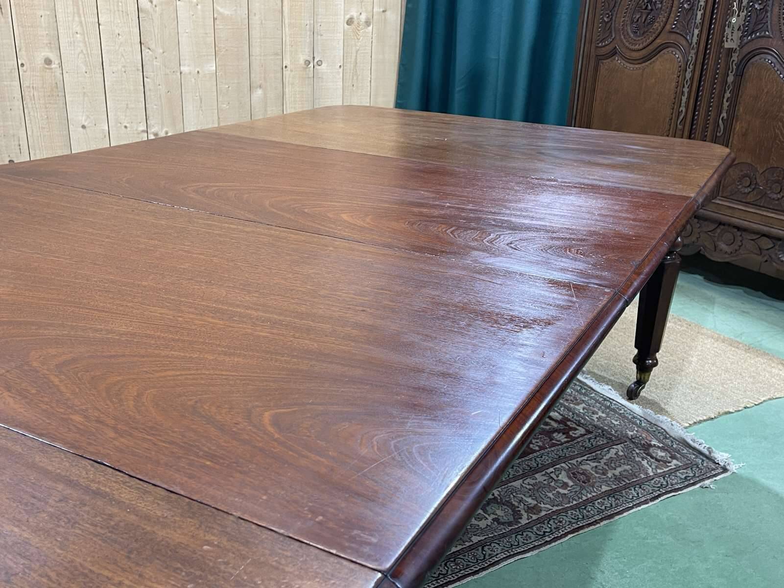 Victorian mahogany table with 2 extensions - 19th century work - Crank system