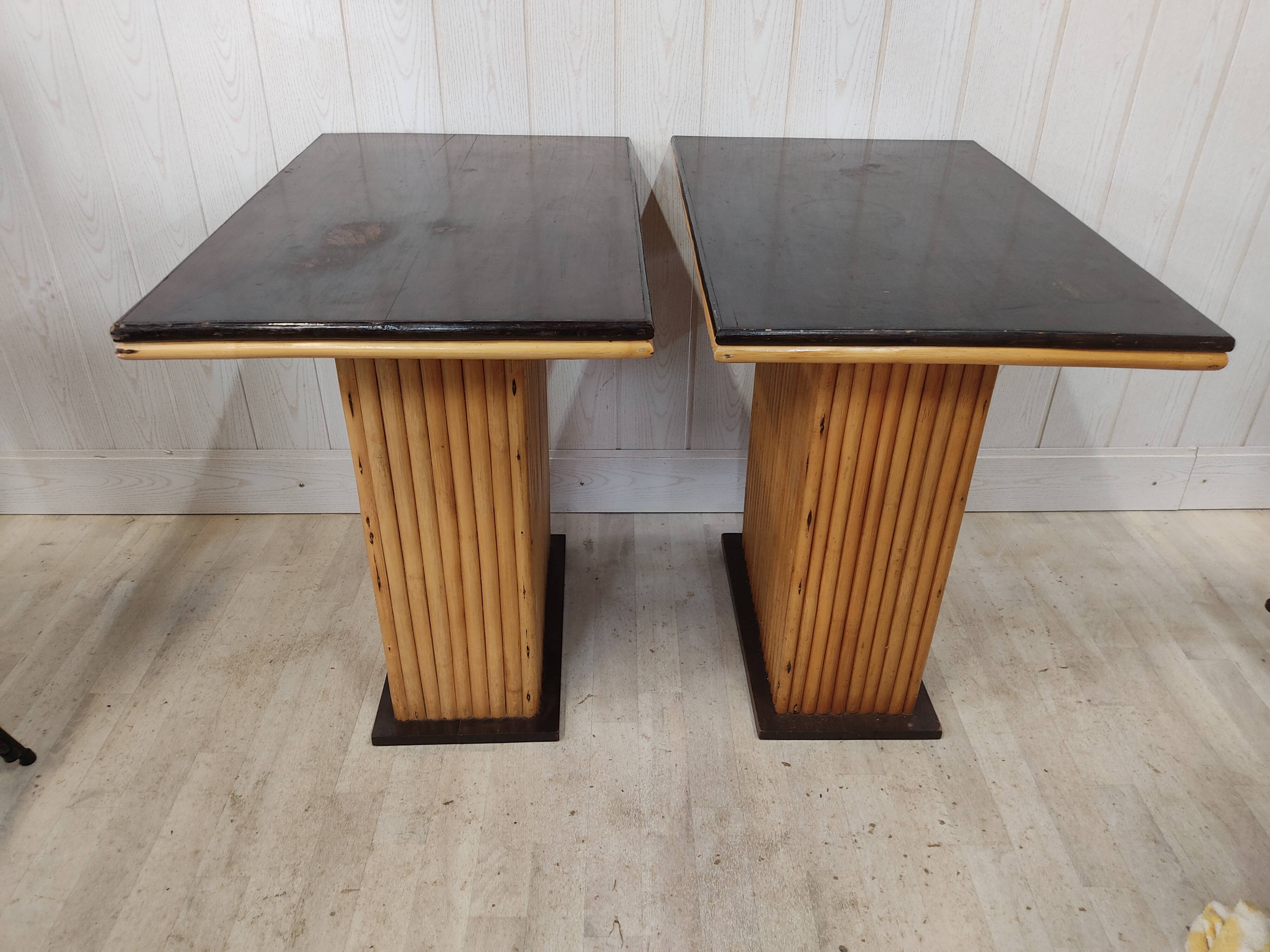 Vintage bamboo and solid wood bistro table