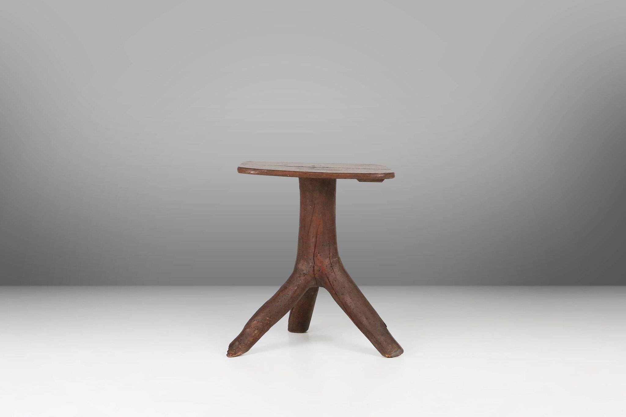 Wooden Stool with Tree Branch Legs, France 1850s