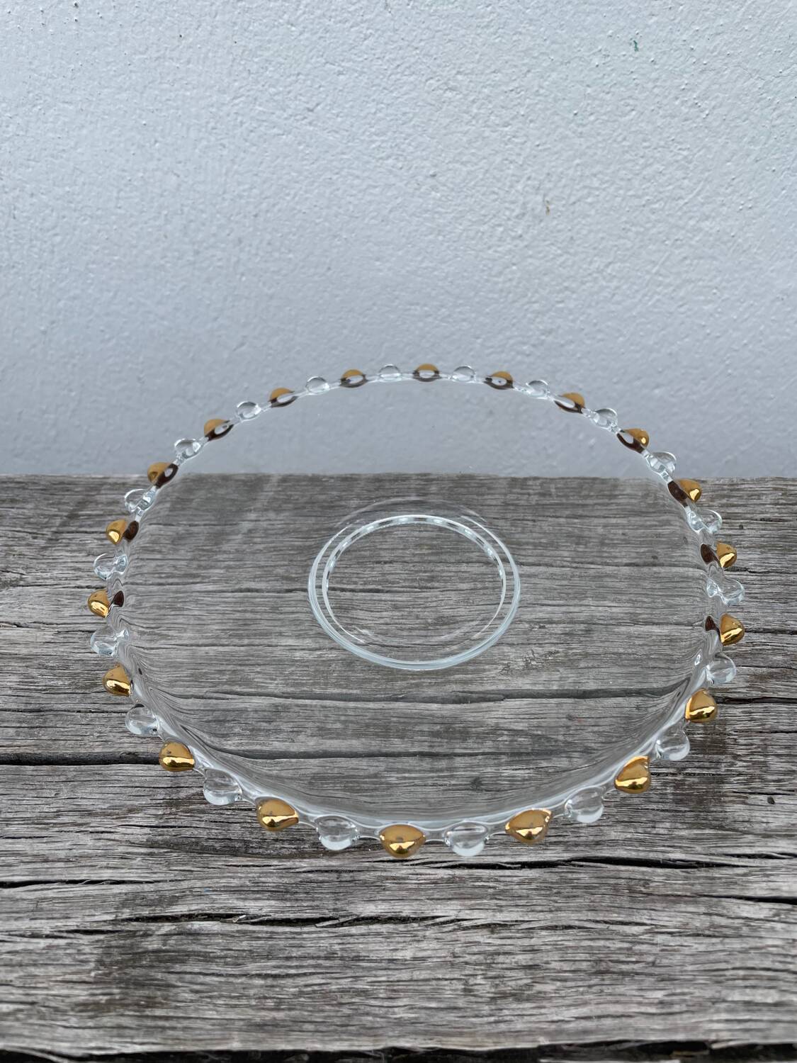 Trio of gold beaded glass dishes