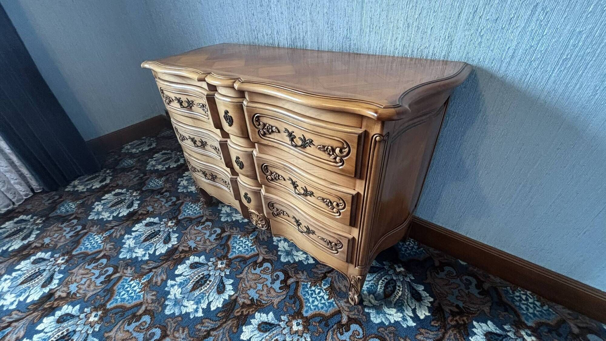 cherry wood commode in Louis XV style