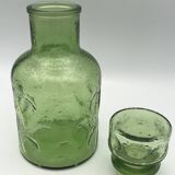 CARAFE Vintage en VERRE Vert de style Empoli à effet 24,5 cm