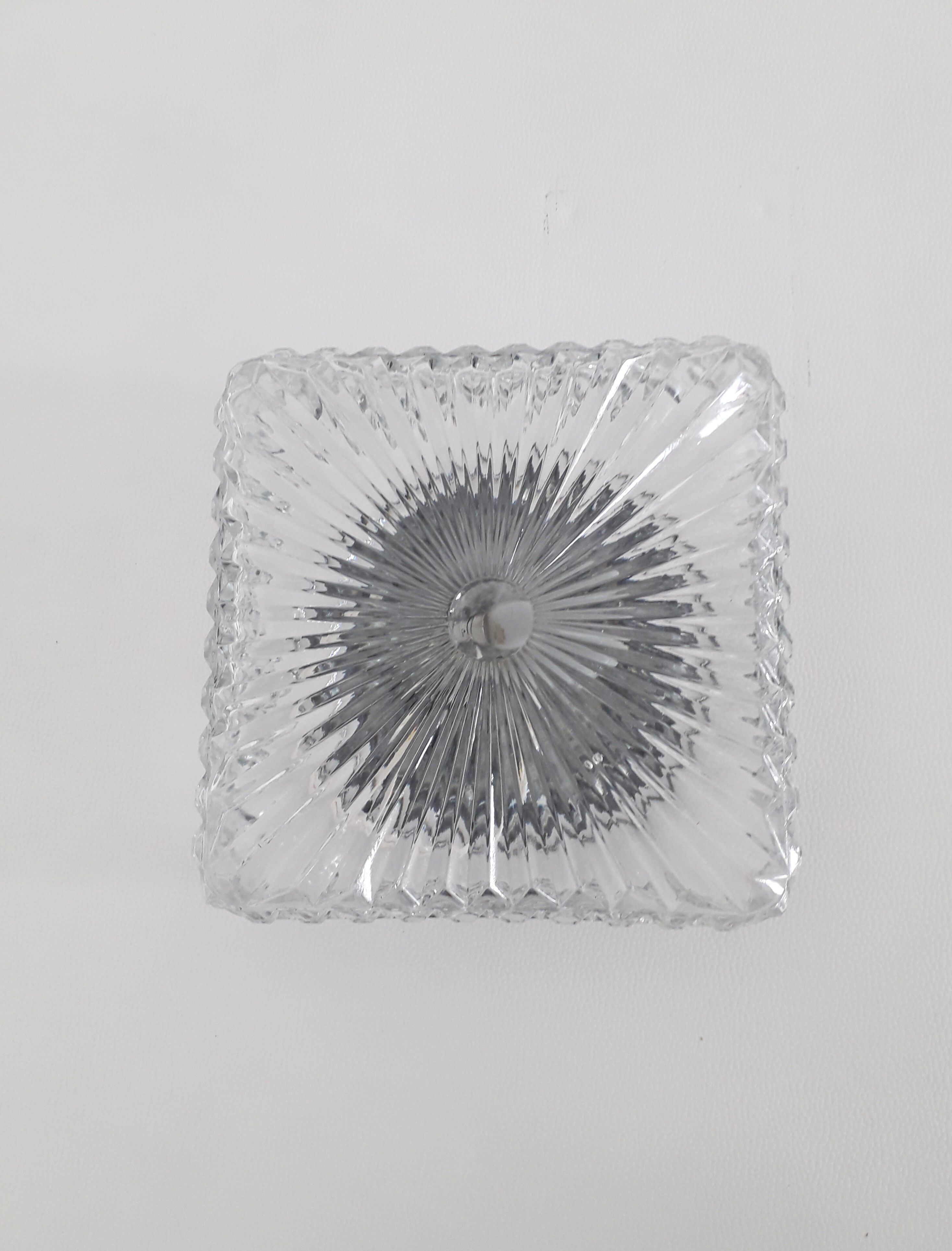 Vintage ceiling lamp / wall lamp - Molded glass - square - 1960