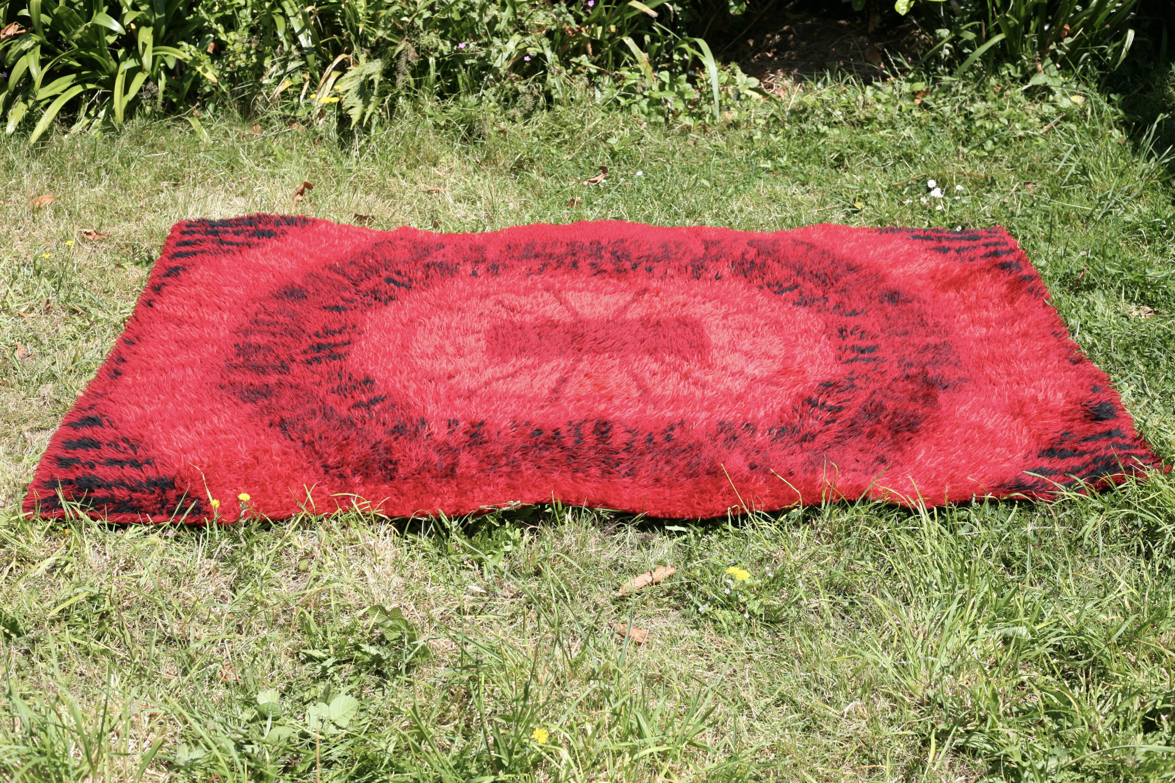 Space age rug. Psychedelic decor. Circa 1970.