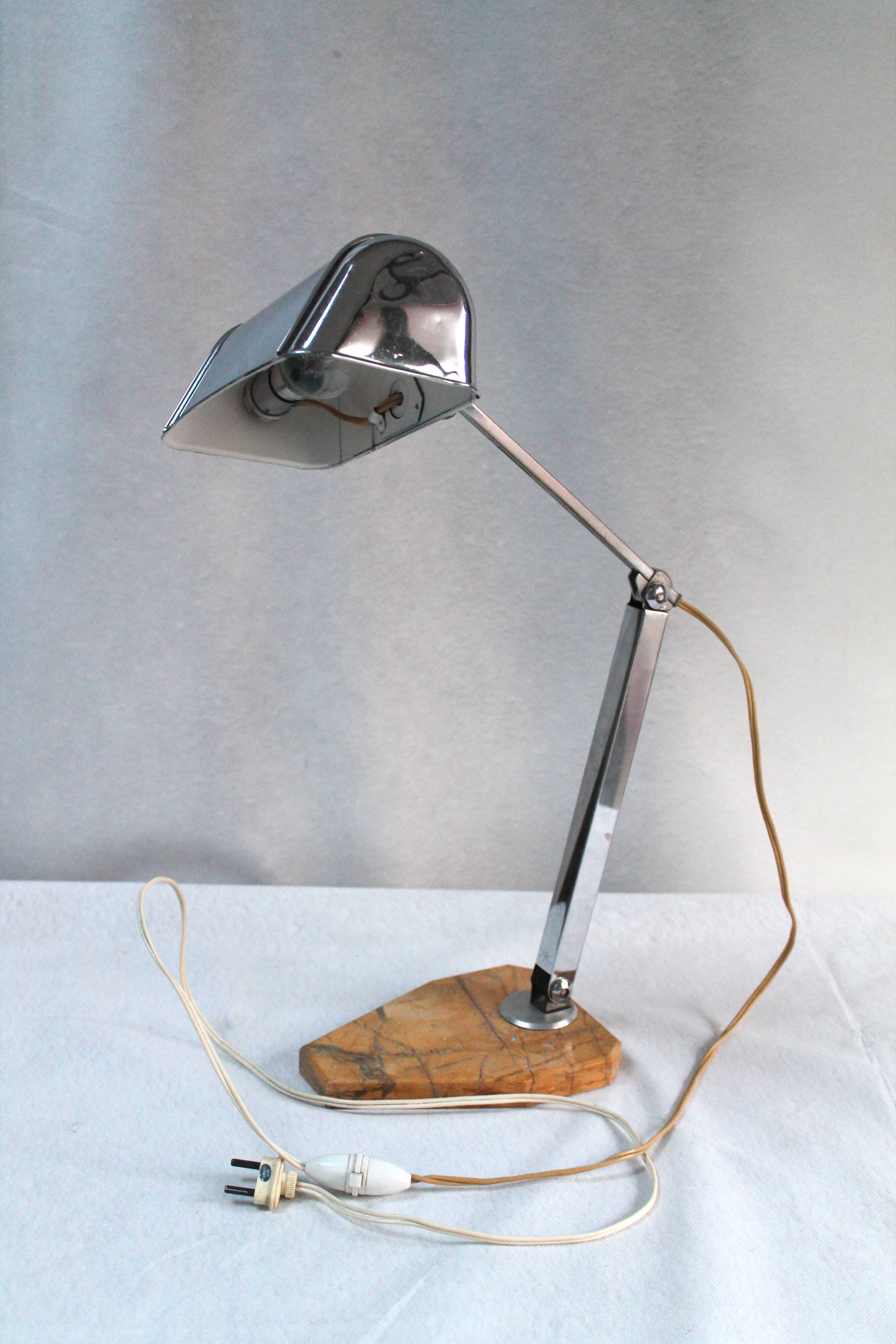 Marble pedestal desk lamp