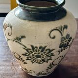 Art Deco vase signed GV (Croismare) raw and glazed ceramic