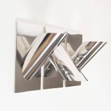 Set of three large sculptural vintage chrome metal wall lights