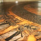 Mid-century copper and wood coffee table, Vad Trevarefrikk, Norway, 1960s.